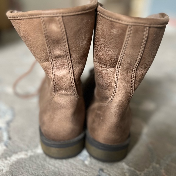 Self Esteem Combat Boots Shoes Waterfall Fold Over Faux Fur Brown Size 7.5 - Picture 4 of 9